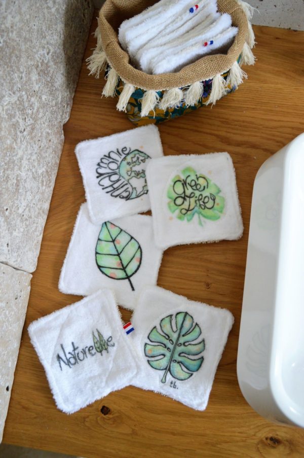 Lingettes double face imprimées écologique lavable durable - Diazon